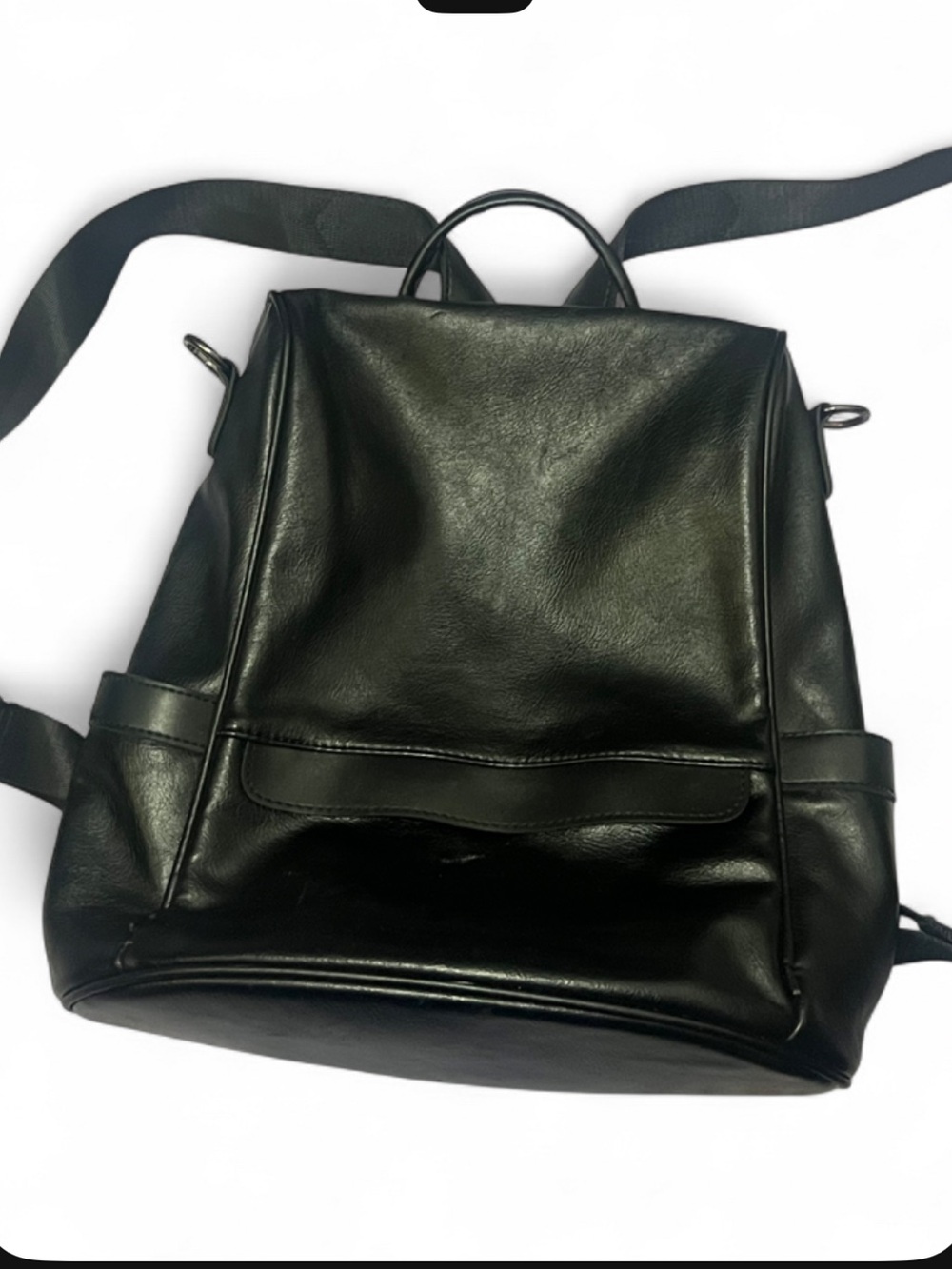 Black Faux Leather Backpack Purse 12”x12”